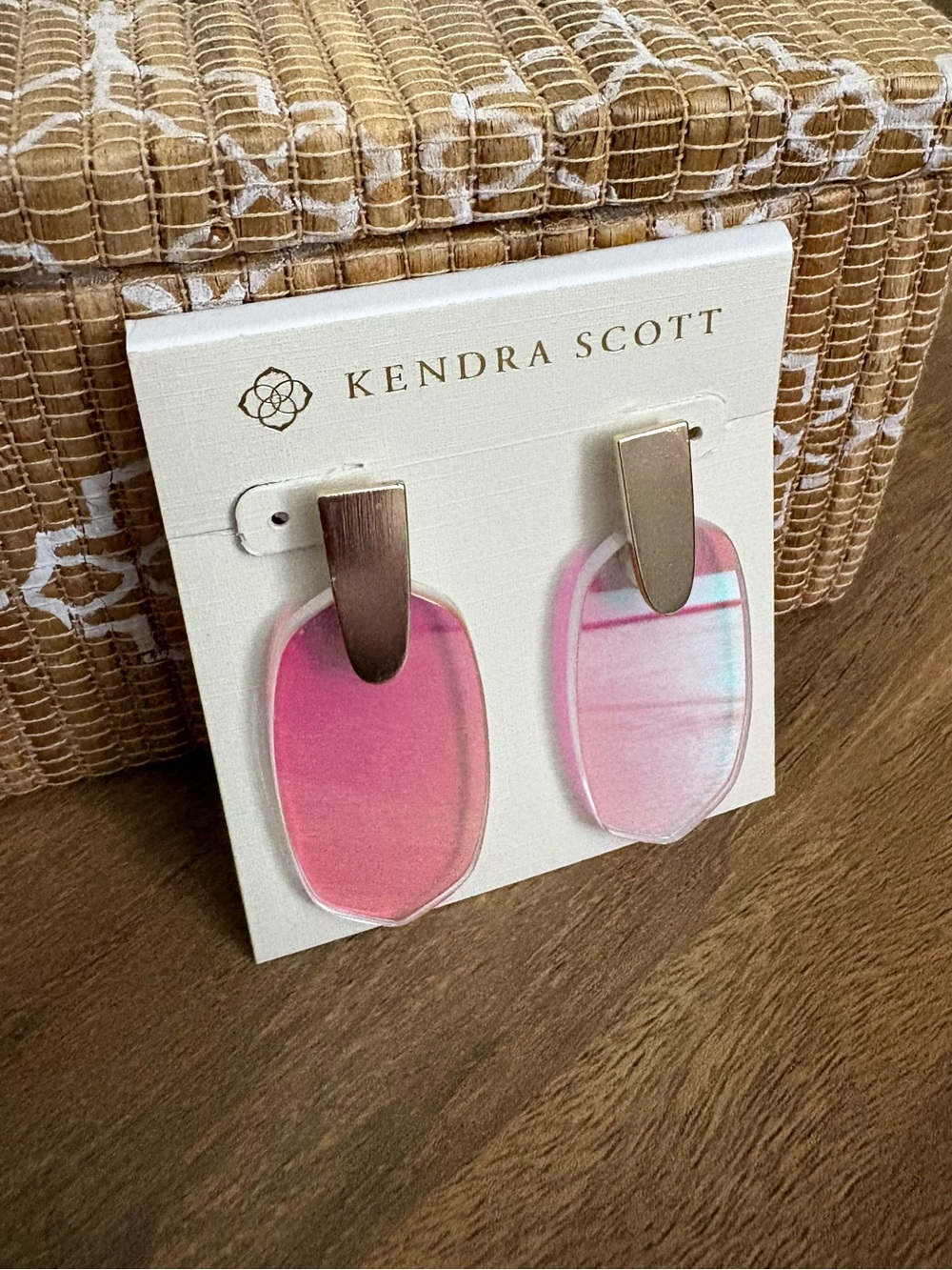 Kendra Scott Iridescent Purple-Pink & Silver Glass Drop Earrings - Picture 6 of 6
